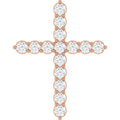 14K Rose 3/4 CTW Natural Diamond Cross Pendant