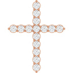 14K Rose 3/4 CTW Natural Diamond Cross Pendant