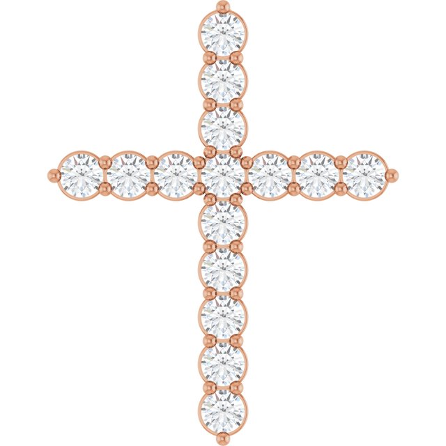14K Rose 3/4 CTW Natural Diamond Cross Pendant