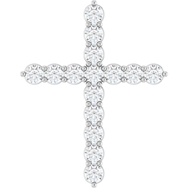 Platinum 3/4 CTW Natural Diamond Cross Pendant