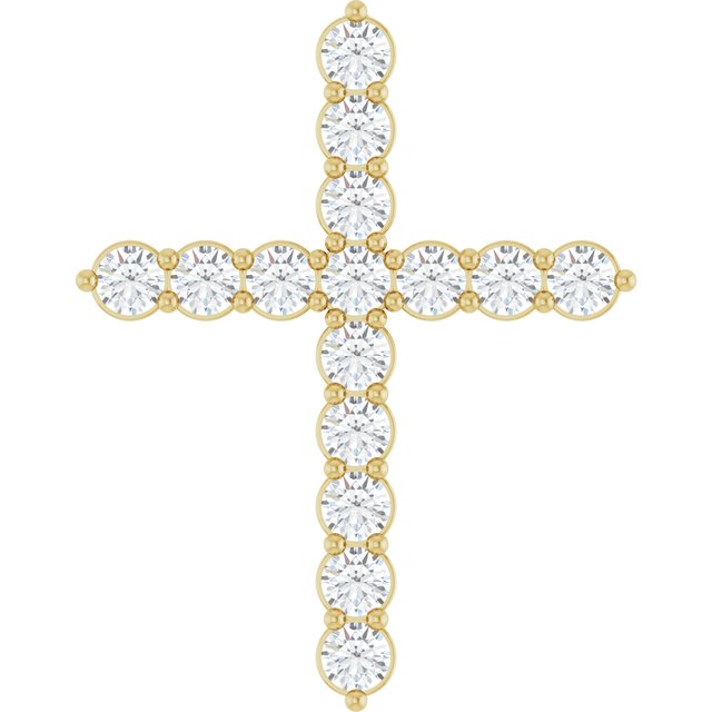 14K Yellow 3/4 CTW Lab-Grown Diamond Cross Pendant