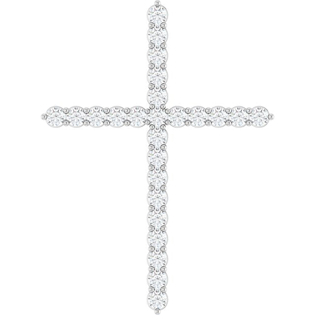 14K White 1 CTW Lab-Grown Diamond Cross Pendant