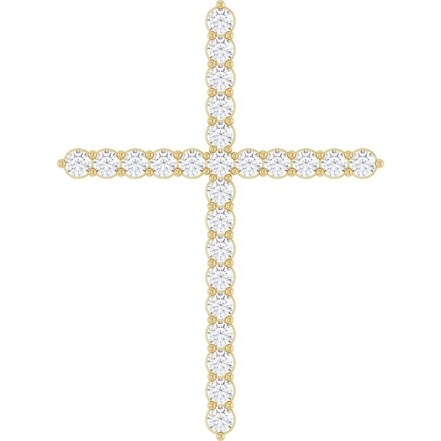 14K Yellow 1 CTW Lab-Grown Diamond Cross Pendant