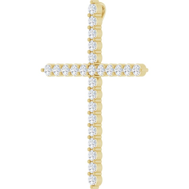 14K Yellow 1 CTW Lab-Grown Diamond Cross Pendant