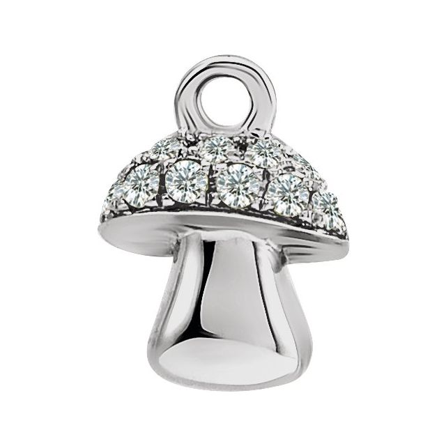0.06 Ctw Natural Diamond Or Peridot Mushroom Dangle Charm - 14K Gold (Y W R) White /