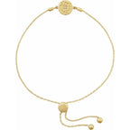 0.0075 Ct Natural Diamond Rose Cable Bolo Adjustable 9.5 Bracelet - 14K (Y W Or R) Gold Sterling