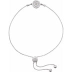 0.0075 Ct Natural Diamond Rose Cable Bolo Adjustable 9.5 Bracelet - 14K (Y W Or R) Gold Sterling