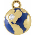 .015 CT Natural Diamond Blue Enamel Globe Dangle Charm - 14k Gold (Y, W, R)