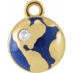 .015 CT Natural Diamond Blue Enamel Globe Dangle Charm - 14k Gold (Y, W, R)