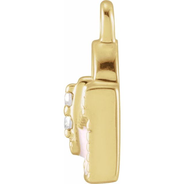 .01 CTW Natural Diamond Pink Enamel Purse Dangle Charm - 14k Gold (Y, W, R)