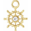 .01 CT Natural Diamond Ship Wheel Dangle Charm - 14k Gold (Y, W, R)