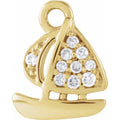 .03 CTW Natural Diamond Sailboat Dangle Charm - 14k Gold (Y, W, R)