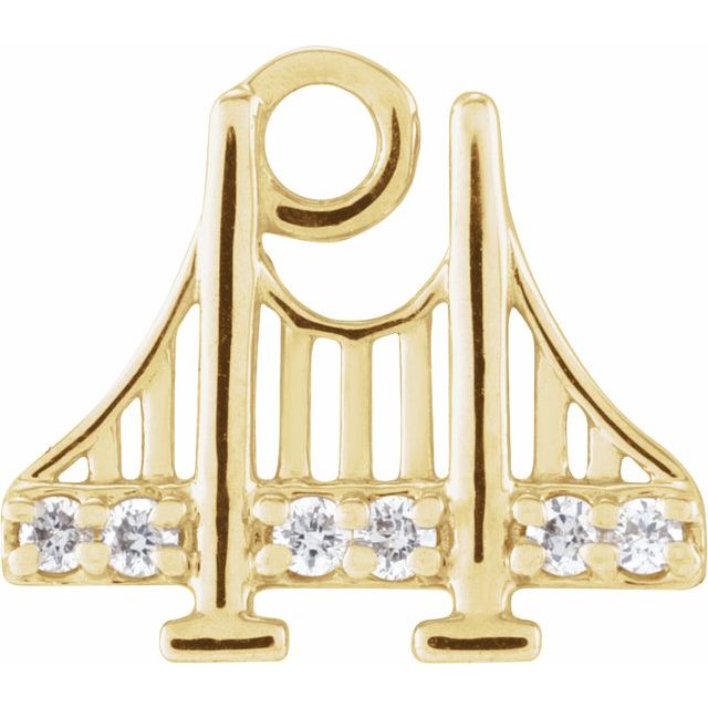 .025 CTW Natural Diamond Golden Gate Bridge Dangle Charm - 14k Gold (Y, W, R)