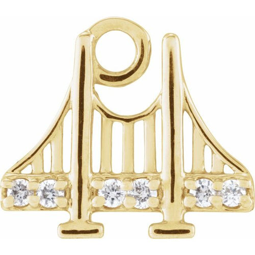 .025 CTW Natural Diamond Golden Gate Bridge Dangle Charm - 14k Gold (Y, W, R)