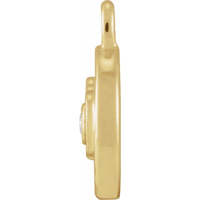 .01 CT Natural Diamond Par Avion Stamp Dangle Charm - 14k Gold (Y, W, R)
