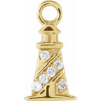 .02 CTW Natural Diamond Lighthouse Dangle Charm - 14k Gold (Y, W, R)