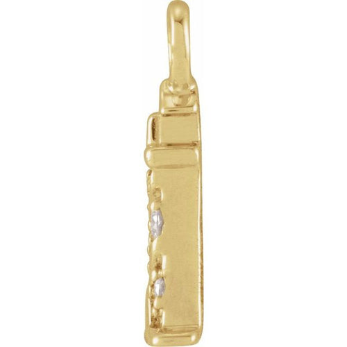 .02 CTW Natural Diamond Lighthouse Dangle Charm - 14k Gold (Y, W, R)