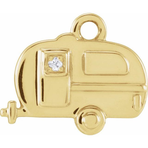 .005 CT Natural Diamond Camper Dangle Charm - 14k Gold (Y, W, R)