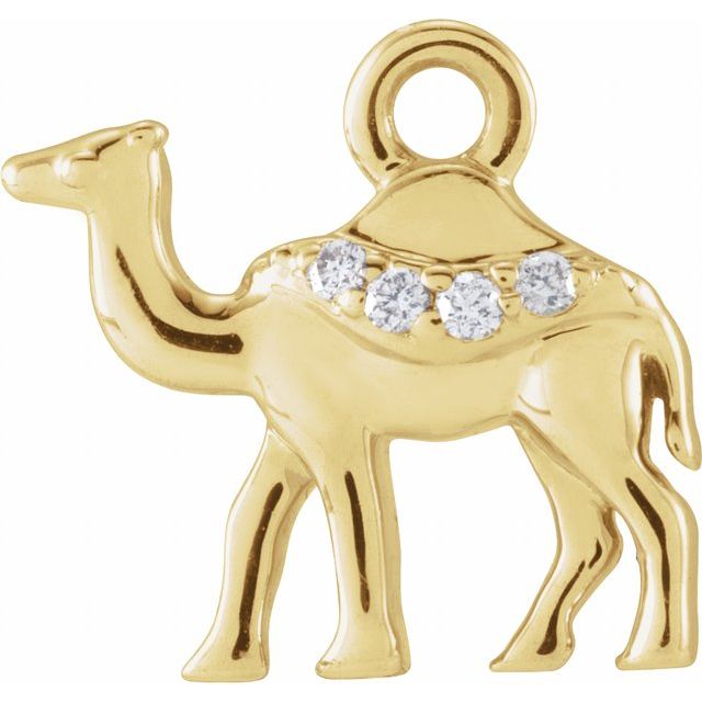 .015 CTW Natural Diamond Camel Dangle Charm - 14k Gold (Y, W, R)