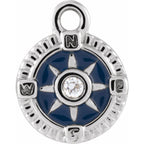 .01 Ct Natural Diamond Blue Enamel Compass Dangle Charm - 14K Gold (Y W R) /