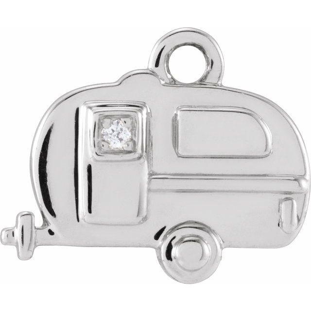 .005 CT Natural Diamond Camper Dangle Charm - 14k Gold (Y, W, R)