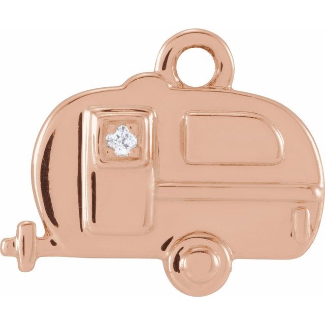 .005 CT Natural Diamond Camper Dangle Charm - 14k Gold (Y, W, R)