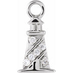 .02 CTW Natural Diamond Lighthouse Dangle Charm - 14k Gold (Y, W, R)
