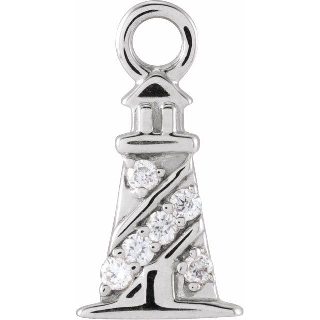 .02 CTW Natural Diamond Lighthouse Dangle Charm - 14k Gold (Y, W, R)