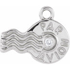 .01 CT Natural Diamond Par Avion Stamp Dangle Charm - 14k Gold (Y, W, R)