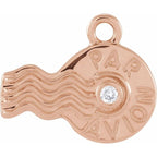 .01 CT Natural Diamond Par Avion Stamp Dangle Charm - 14k Gold (Y, W, R)