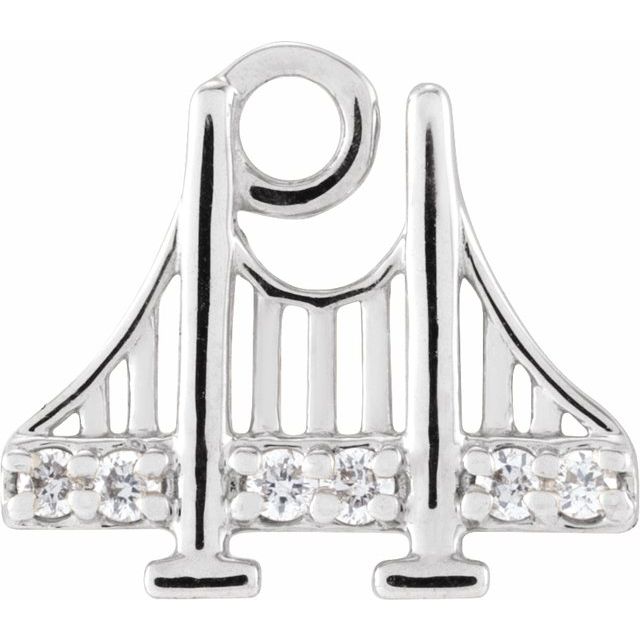 .025 CTW Natural Diamond Golden Gate Bridge Dangle Charm - 14k Gold (Y, W, R)