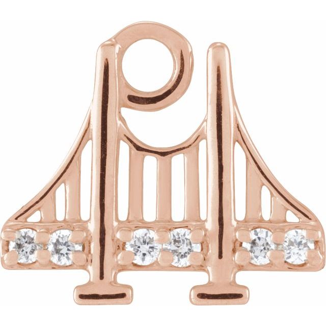 .025 CTW Natural Diamond Golden Gate Bridge Dangle Charm - 14k Gold (Y, W, R)