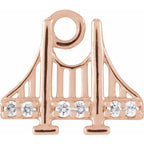 .025 CTW Natural Diamond Golden Gate Bridge Dangle Charm - 14k Gold (Y, W, R)
