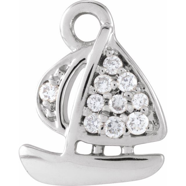 .03 CTW Natural Diamond Sailboat Dangle Charm - 14k Gold (Y, W, R)