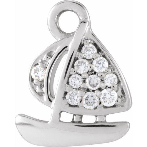 .03 CTW Natural Diamond Sailboat Dangle Charm - 14k Gold (Y, W, R)