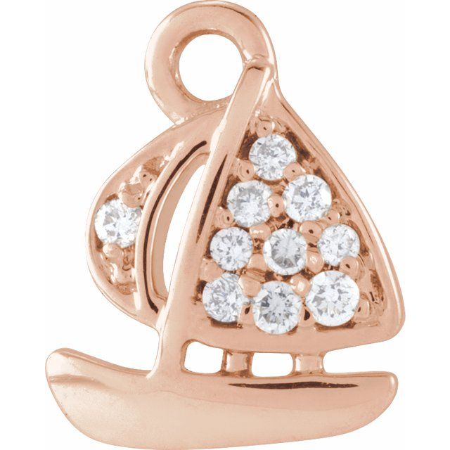 .03 CTW Natural Diamond Sailboat Dangle Charm - 14k Gold (Y, W, R)