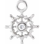 .01 CT Natural Diamond Ship Wheel Dangle Charm - 14k Gold (Y, W, R)