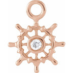 .01 CT Natural Diamond Ship Wheel Dangle Charm - 14k Gold (Y, W, R)
