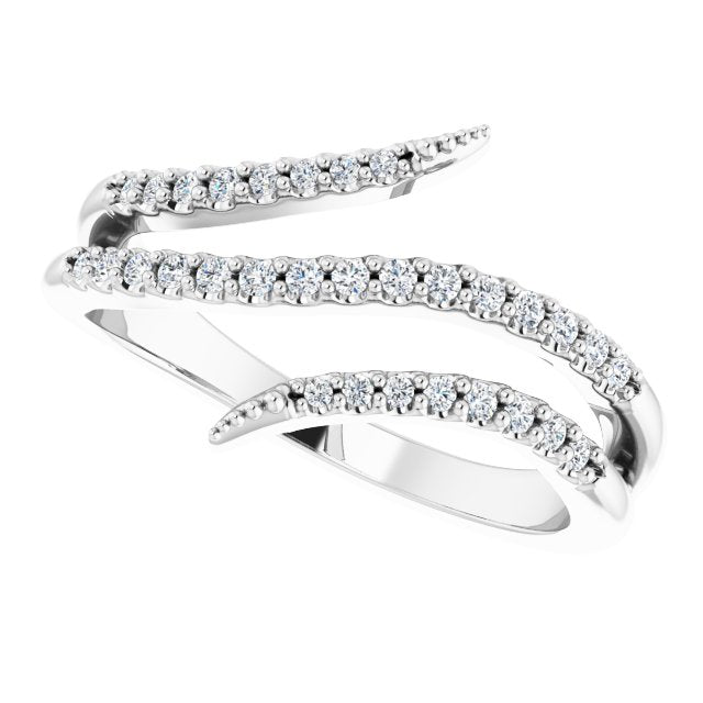 1/5 Ctw Double Bypass Diamond Ring - 14K Gold (Y W Or R) Platinum Rings