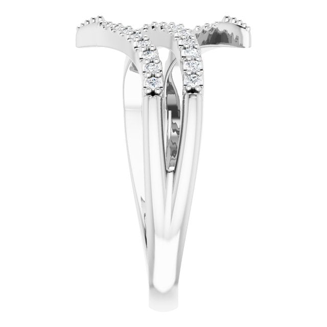 1/5 Ctw Double Bypass Diamond Ring - 14K Gold (Y W Or R) Platinum Rings
