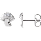 0.05 Ctw Natural Diamond Mushroom Earrings - 14K Gold (Y W Or R) Platinum Sterling Silver Earring