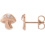 0.05 Ctw Natural Diamond Mushroom Earrings - 14K Gold (Y W Or R) Platinum Sterling Silver Earring