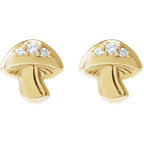 0.05 Ctw Natural Diamond Mushroom Earrings - 14K Gold (Y W Or R) Platinum Sterling Silver Earring