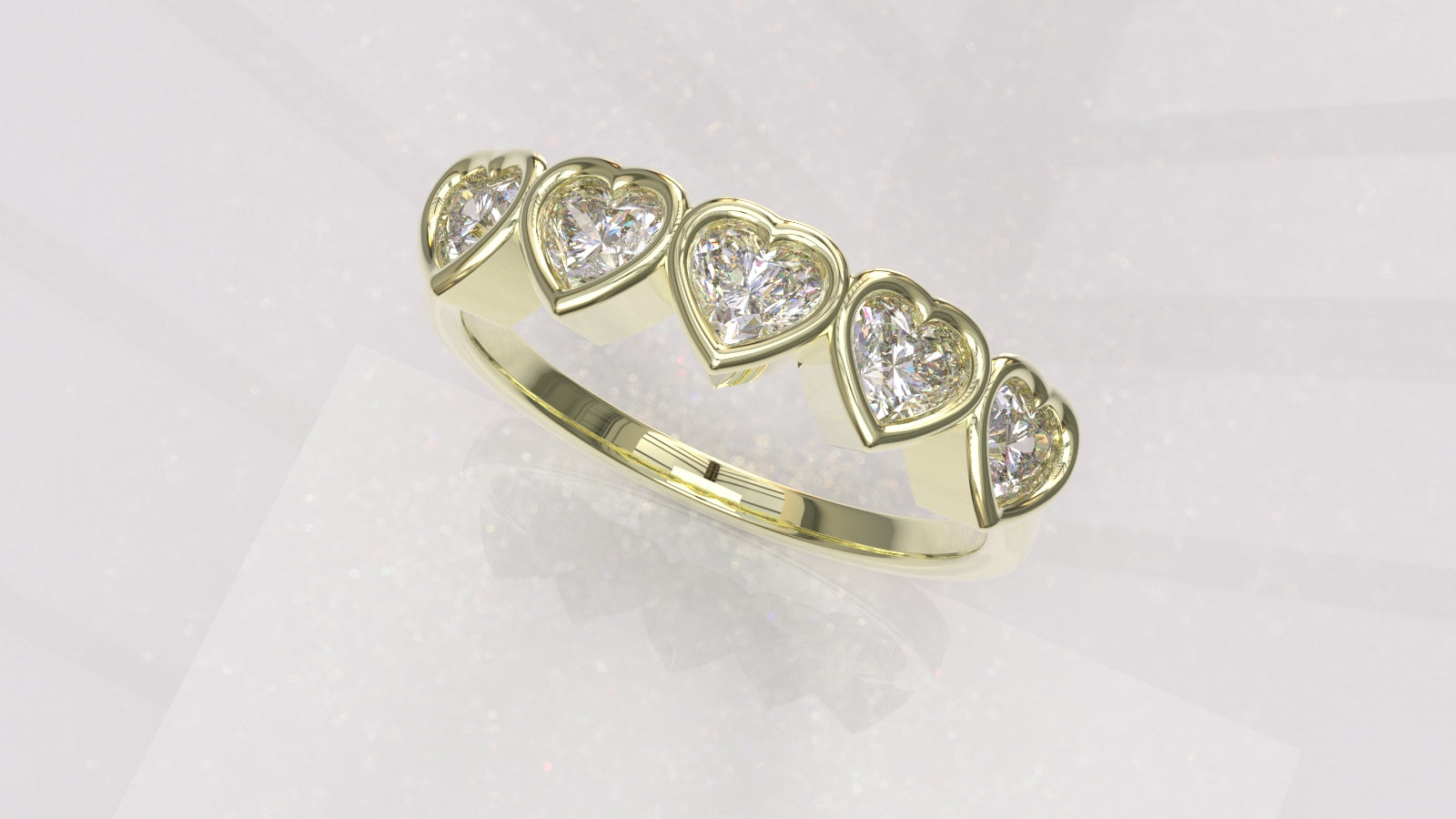 0.75ctw Diamond 5 Heart Ring - 14k, 18k (Y, W, or R), Platinum, Palladium