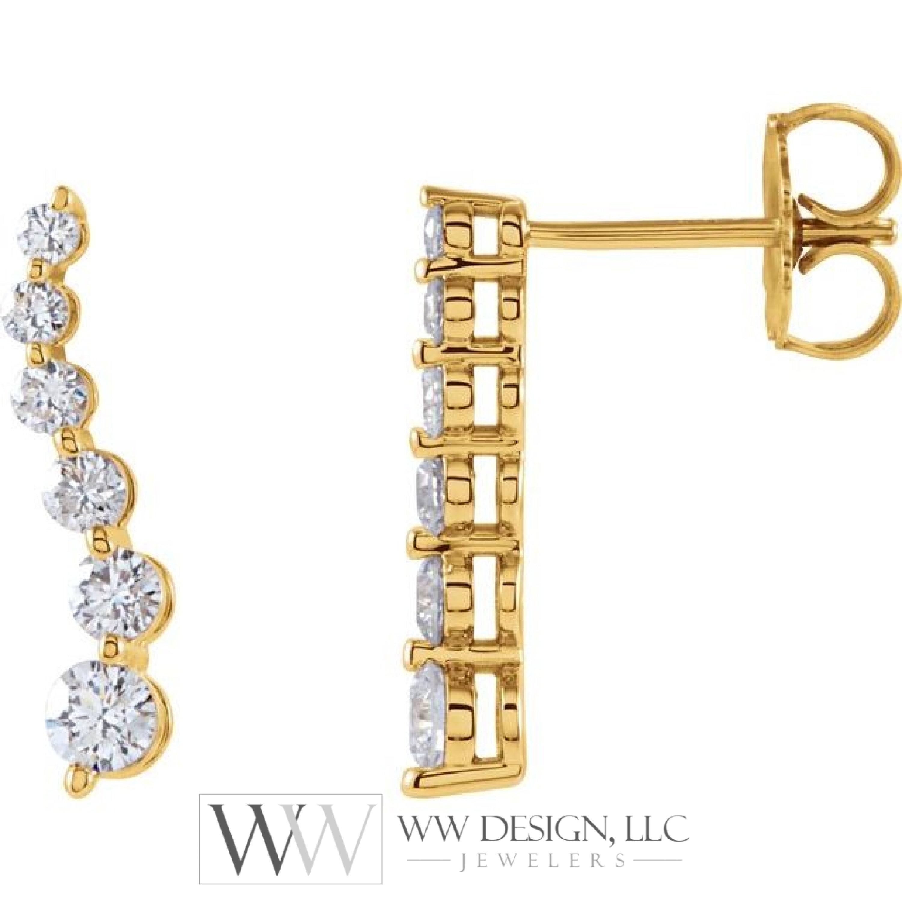 1/2 Ctw Journey Graduated Drop Diamond Earrings - 14K Gold (Y Or W)