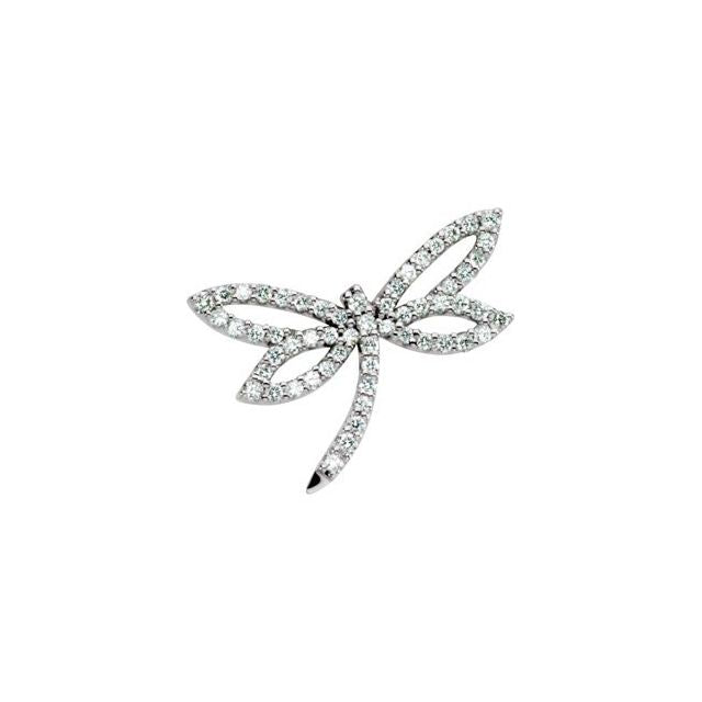 Diamond Dragonfly Pendant Necklace 0.305ctw - 14k Solid Gold, 14k Rose Gold, 14k White Gold