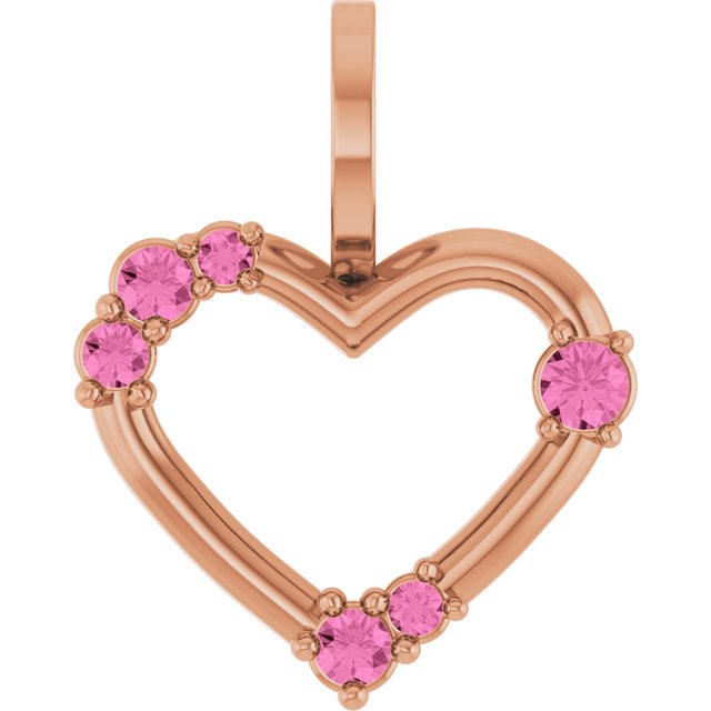 14K Rose Natural Pink Sapphire Heart Pendant