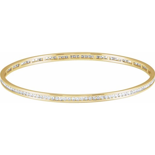 2.25 CTW or 1.5 CTW Natural Diamond Stackable Bangle 8" Bracelet - 14k Gold (Yellow, White or Rose) wwdesignjewelers.com