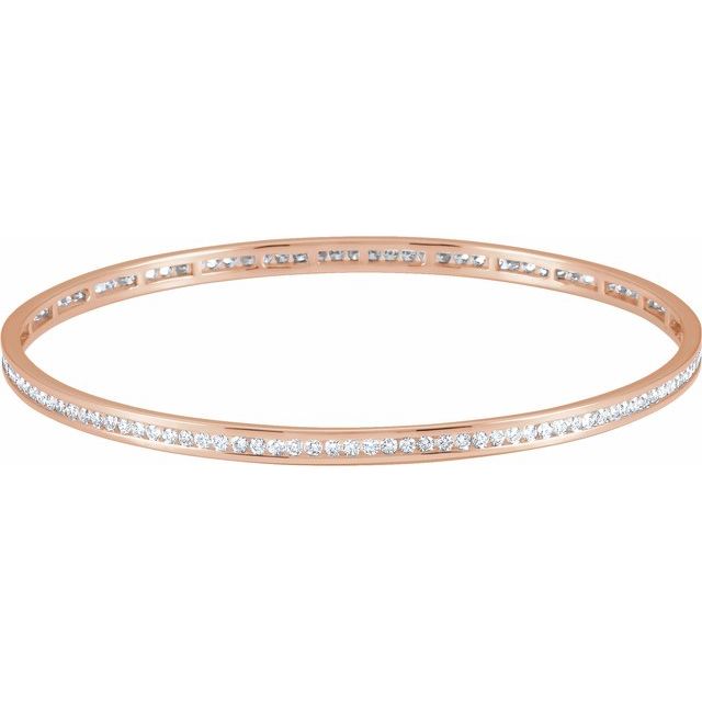 2.25 CTW or 1.5 CTW Natural Diamond Stackable Bangle 8" Bracelet - 14k Gold (Yellow, White or Rose) wwdesignjewelers.com