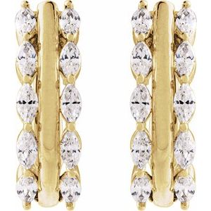 14K Yellow 5/8 CTW Natural Diamond Hinged 15 mm Hoop Earrings